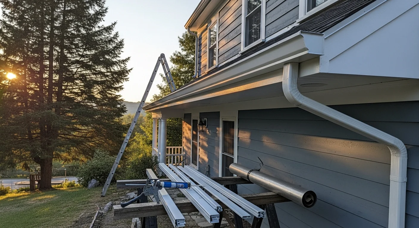 New fascia and soffit installed on residential home roofline