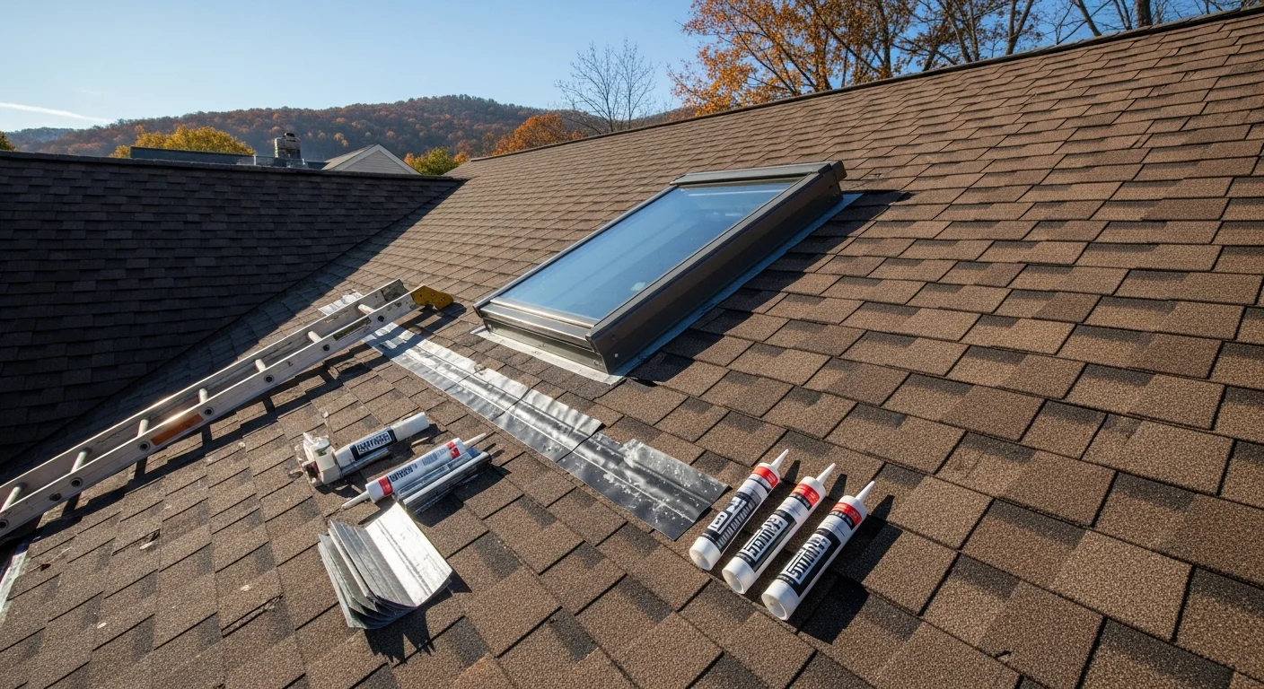 Skylight installed in residential roof allowing natural light into home