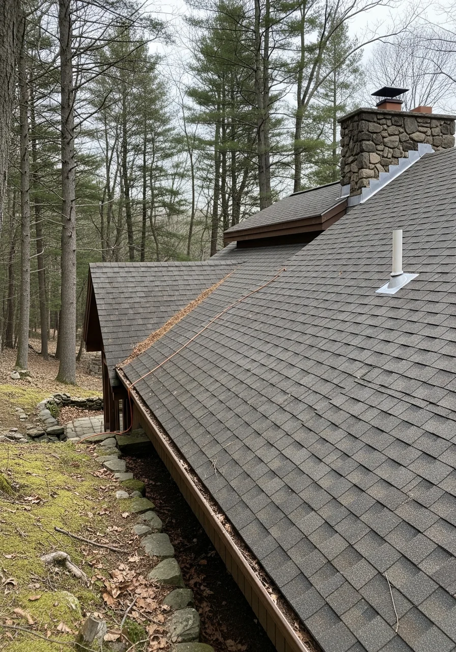 Portrait of a Tannersville mountain home showing residential architecture nestled in forested landscape.